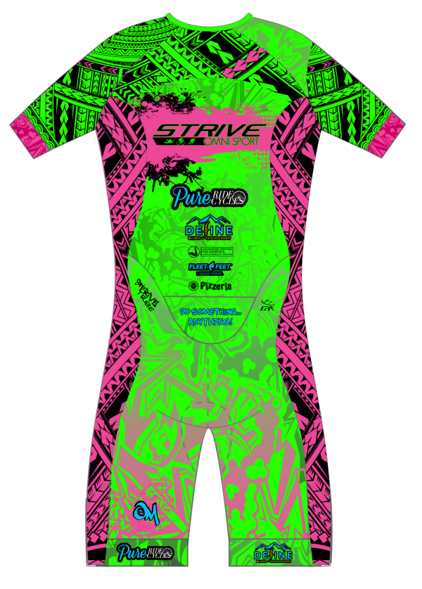 Strive Omni GoFierce Aero Pro-Edition Short Sleeve 1 Piece (Green/Pink) - Image 3