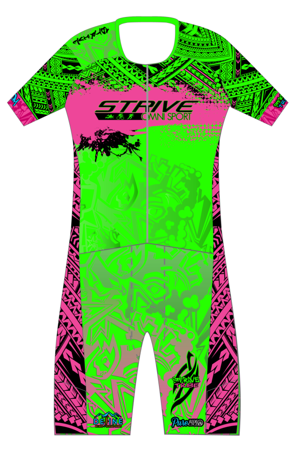 Strive Omni GoFierce Aero Pro-Edition Short Sleeve 1 Piece (Green/Pink) - Image 1