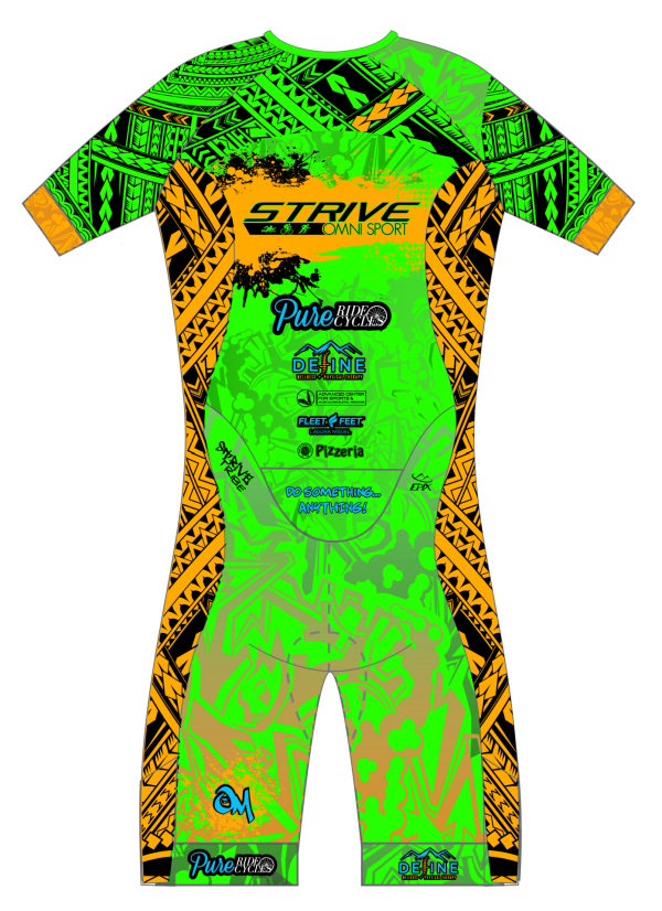 Strive Omni GoFierce Aero Pro-Edition Short Sleeve 1 Piece (Green/Orange) - Image 2