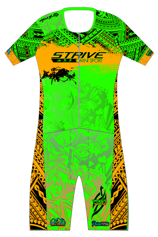 Strive Omni GoFierce Aero Pro-Edition Short Sleeve 1 Piece (Green/Orange) - Image 1