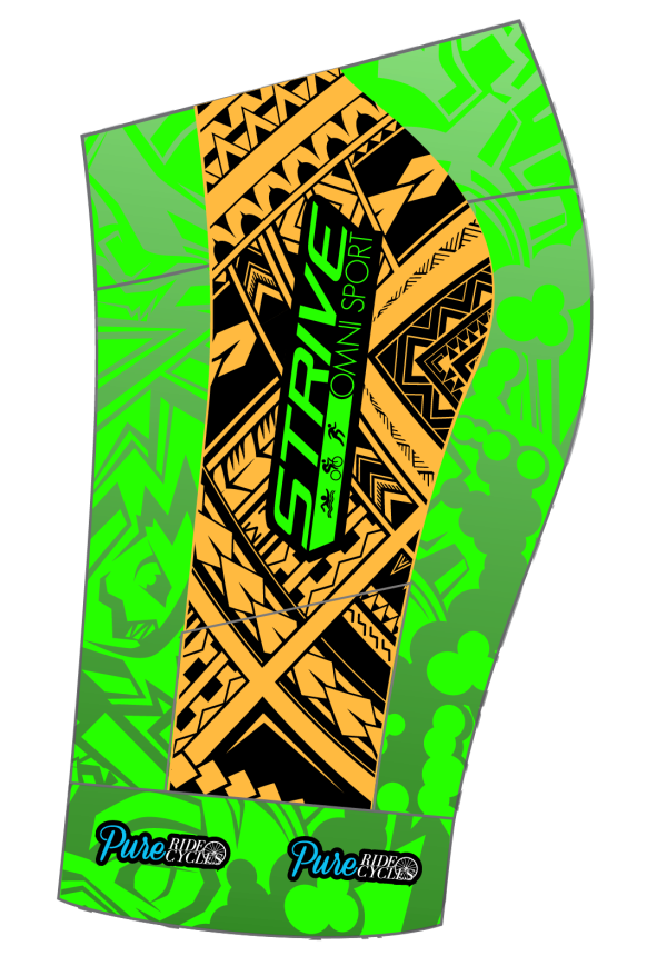 Strive Omni GoFierce Tri Shorts (Green/Orange) - Image 4
