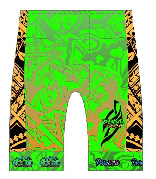 Strive Omni GoFierce Tri Shorts (Green/Orange) - Image 1