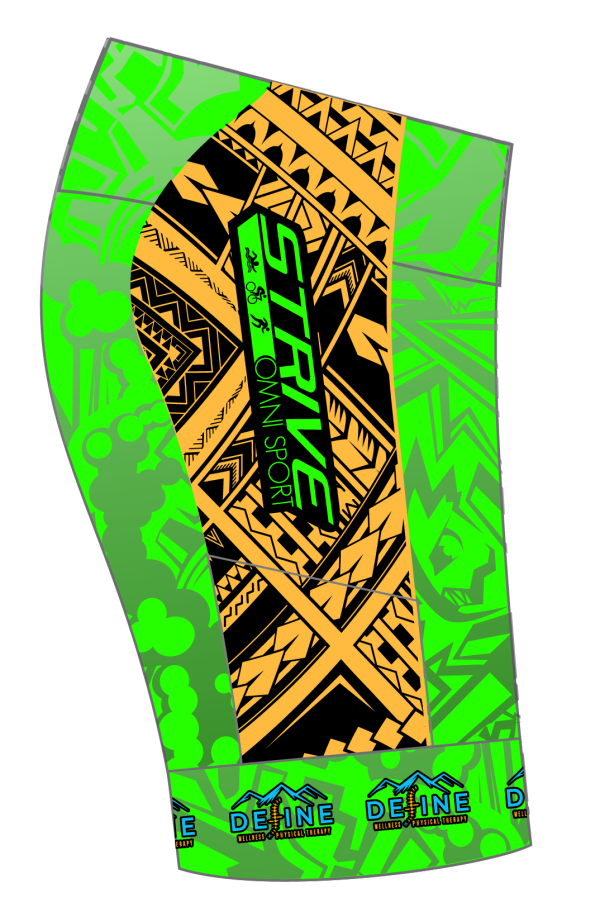 Strive Omni GoFierce Tri Shorts (Green/Orange) - Image 3