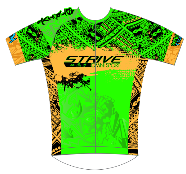 Strive Omni GoFierce Pro-Edition Tri Jersey (Green/Orange) - Image 1