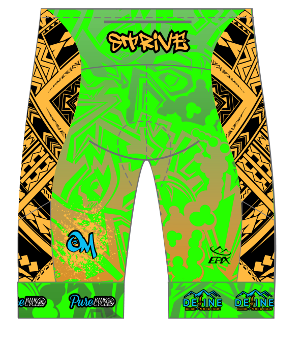 Strive Omni GoFierce Tri Shorts (Green/Orange) - Image 2