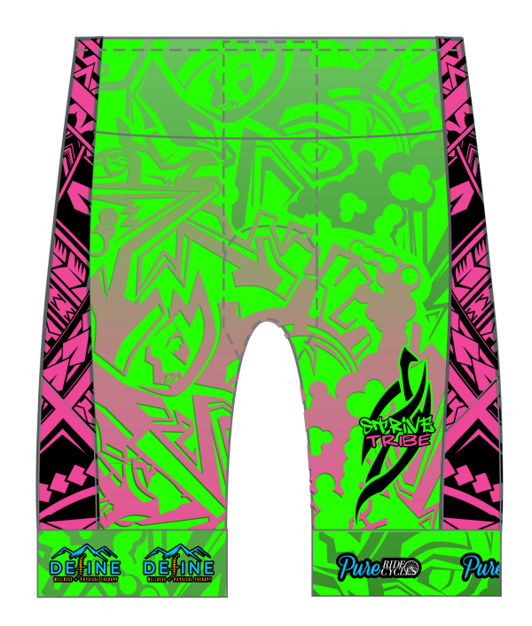 Strive Omni GoFierce Tri Shorts (Green/Pink) - Image 1