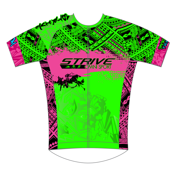 Strive Omni GoFierce Pro-Edition Tri Jersey (Green/Pink) - Image 1