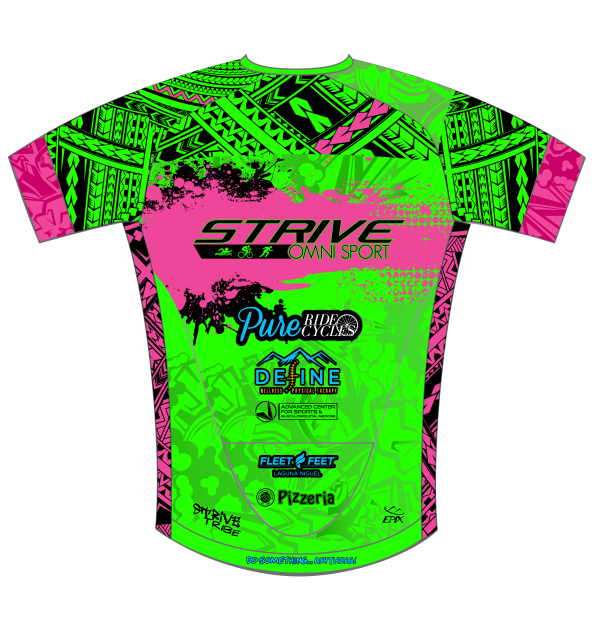Strive Omni GoFierce Pro-Edition Tri Jersey (Green/Pink) - Image 3