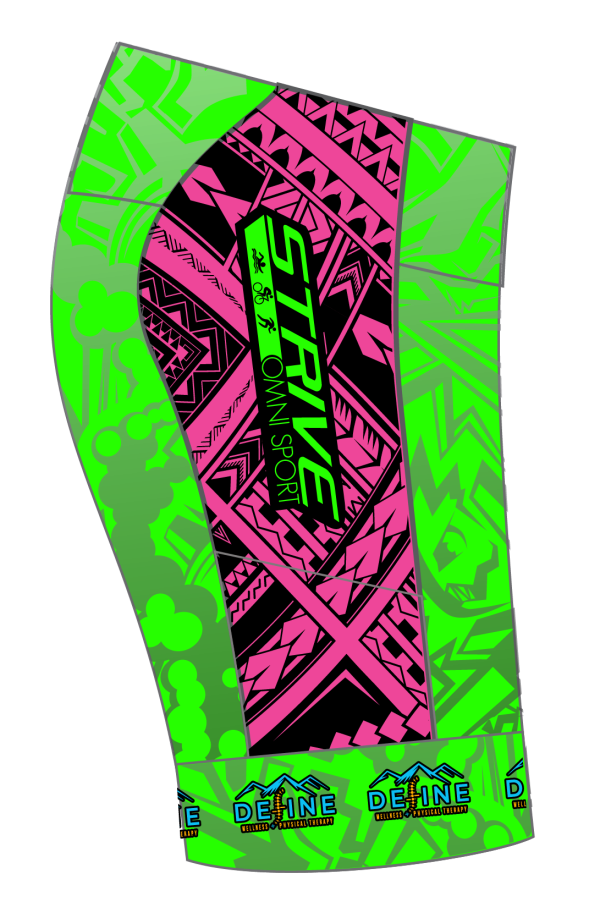 Strive Omni GoFierce Tri Shorts (Green/Pink) - Image 4