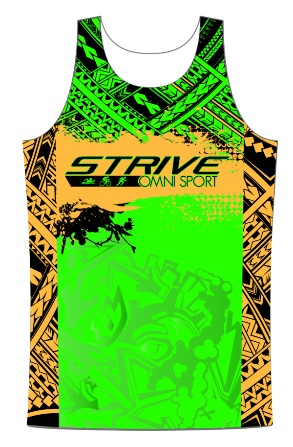 Strive Omni GoFierce Running Singlet (Green/Orange) - Image 1