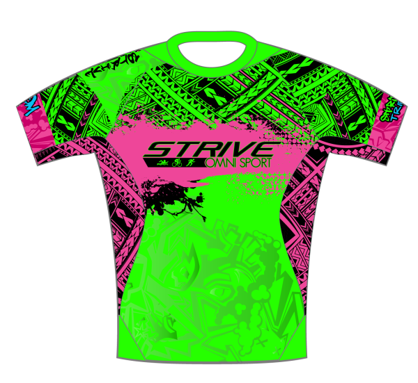 Strive Omni GoFierce Running Tee (Green/Pink) - Image 1