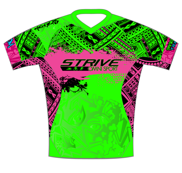 Strive Omni GoFierce Running Tee (Green/Pink) - Image 4
