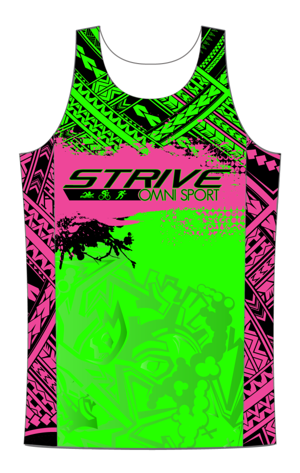 Strive Omni GoFierce Running Singlet (Green/Pink) - Image 1