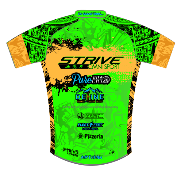 Strive Omni Performance Short Sleeve Cycling Jersey (Green/Orange) - Image 2