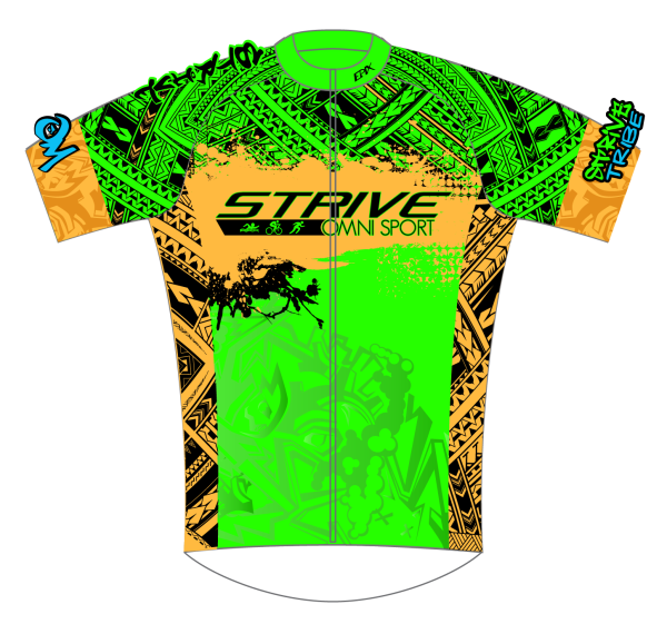 Strive Omni Performance Short Sleeve Cycling Jersey (Green/Orange) - Image 1