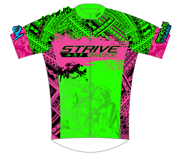 Strive Omni Performance Short Sleeve Cycling Jersey (Green/Pink) - Image 1
